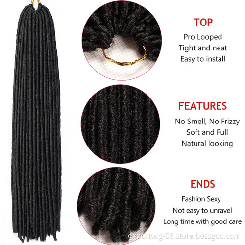 Straight Faux Locs Crochet Hair Extensions Colored Faux Locs Braids Hair 20 Inch Solid And Ombre Color Synthetic Fiber